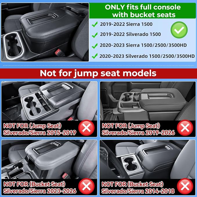 Center Console Coin Tray and Full Center Console Organizer for 2019-2022 Chevy Silverado 1500 & GMC Sierra 1500/2020-2023 Silverado/Sierra 2500HD 3500HD Accessories,Full Console Bucket Seats Only