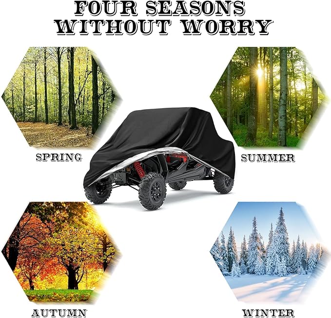 NEVERLAND UTV Covers Heavy Duty, 300D UTV Cover 2-3 Seater All-Weather Protection, Side by Side Cover Waterproof Outdoor Storage Windproof Compatible with Honda Pioneer Polaris Ranger 114"x 65"x 73"
