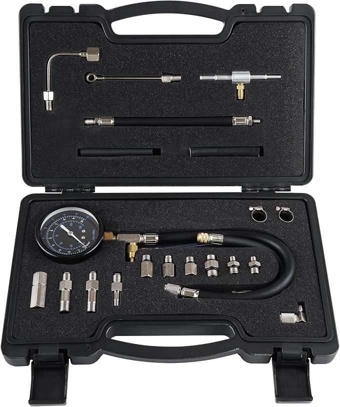 Lichamp Automotive Fuel Pressure Test Kit, Fuel Pump & Rail Diagnostic Gauge with Adapters, Hose, for Car/Truck/Motorcycle
