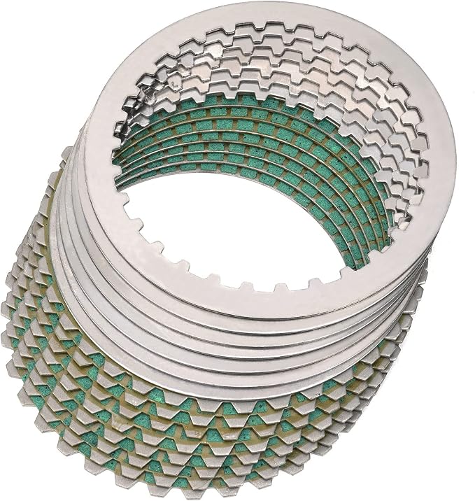 AHL Motorcycle Green Clutch Plates & Steel Friction Plate For Harley XL883 2004-2008 XL1200 1200X48 SPORTSTER 1991-2011; Bad Boy FXSTSB Dyna Glide Electra OEM:37911-90 307-30-10011 8146-0100