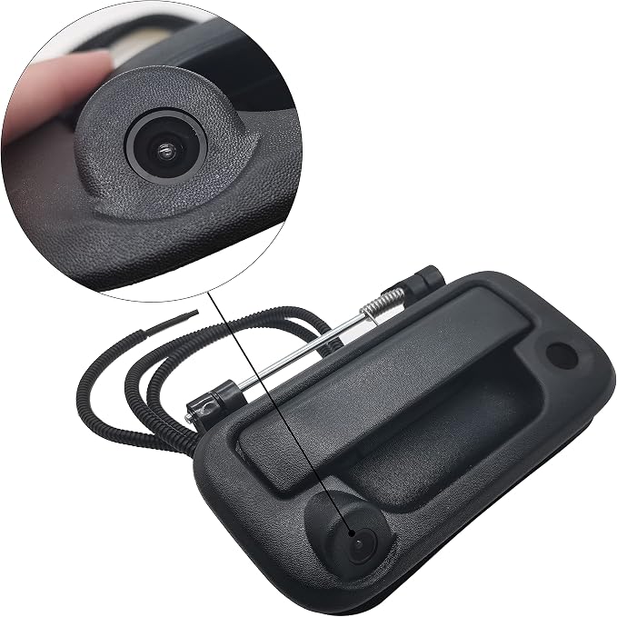 Tailgate Handle with Camera, OE: #8L3Z-9943400-AC, Compatible with Ford F150, F250, F350, F450, F550 (Black)