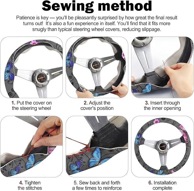 Tallew 22 Pcs Butterfly Car Seat Covers for Women Accessories Steering Wheel Cover Cute Butterfly Air Vent Clip Center Console Pad Cup Holder Seat Belt Pads Keychain for Most Car