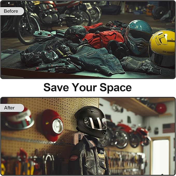 JAGASOL Motorcycle Helmet Holder Wall Mount, Heavy-Duty Tactical Helmet Accessories, Versatile Wall Rack for Motorcycle and Football Gear Storage, Space-Saving Design