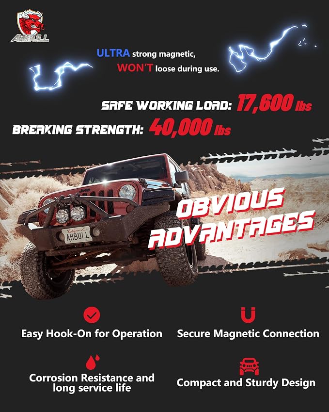 3/4" Easy Open D Ring Separate Shackles (17,600 lbs WLL) with 3/8" G80 S Shaped Tow Hook (11,200 lbs WLL) Off-Road Recovery Kit, Heavy Duty Winch Towing Combo, Black