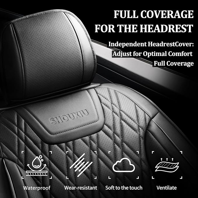 Car Seat Covers Compatible with Ford Taurus 2002-2019 - Waterproof & Breathable Luxury Leather All-Weather Seat Cushions Protectors,Only 2 Front seat Covers (Black)