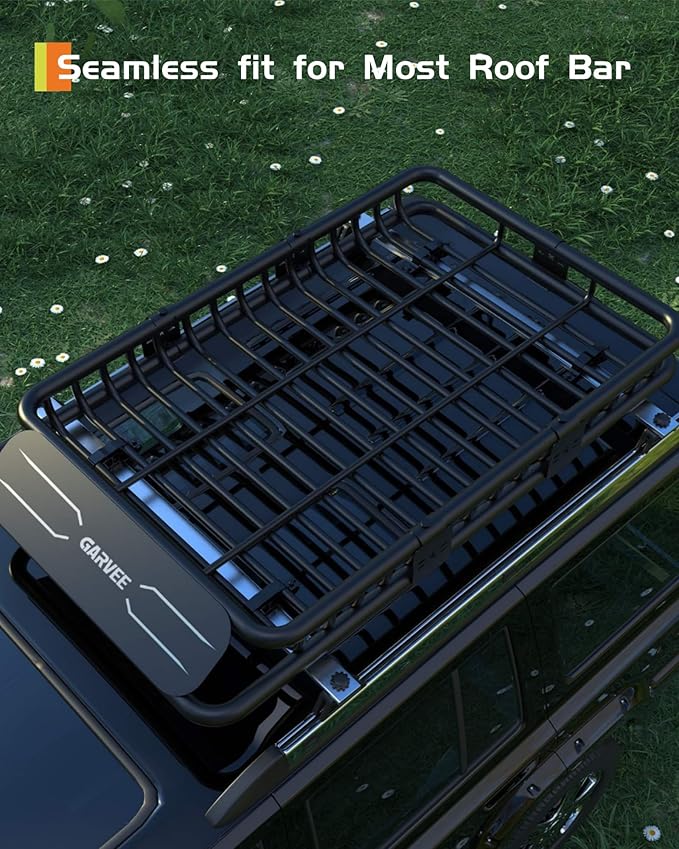 GarveeLife 51 in x 36 in Universal Roof Rack Carrier Basket, 200 LBS Capacity Rooftop Cargo Rack, Car Top Luggage Holder Basket Heavy Duty for SUVs, Trucks, Vehicles
