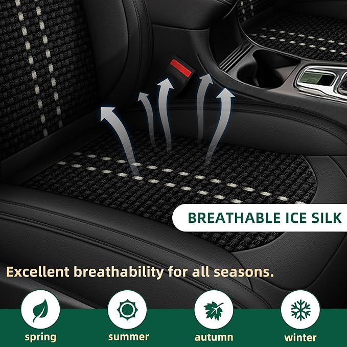 Leather Seat Covers Fit for Jeep Cherokee 2014-2023 2026 5 Seats Full Set Black Ice Silk Seat Covers (5 Seat Black)