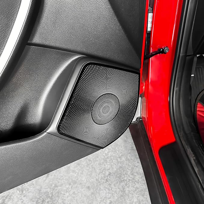 Stainless Steel Car Door Speaker Cover Car Interior Chrome Car Door Speaker Decor Cover Set Compatible with Kia Soul 2020-2025 Accessories (Black)