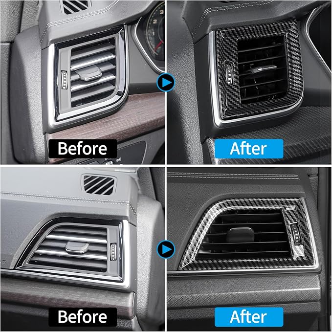 Dashboard Panel Side Air Outlet Vent Frame Compatible with Audi Q5 2018-2020, Center Air Outlet Vent Cover Trim Decals, Dash Air Vent for Audi Q5 Sportback, ABS Carbon Fiber Q5L Accessories