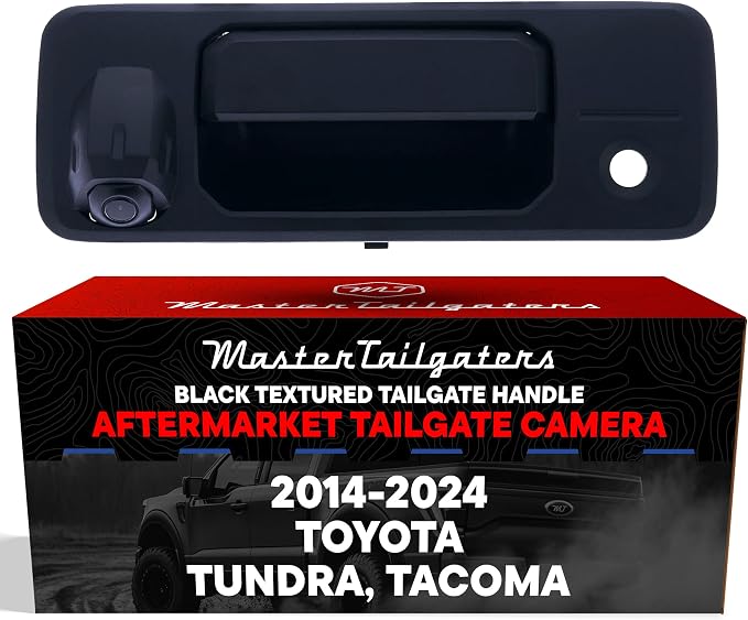 Master Tailgaters Black Tailgate Handle with Backup Camera Replacement for Toyota Tundra (2014-2024), Tacoma (2016-2024) | IP68 Waterproof | Parking Grid Lines Available | Easy to Install