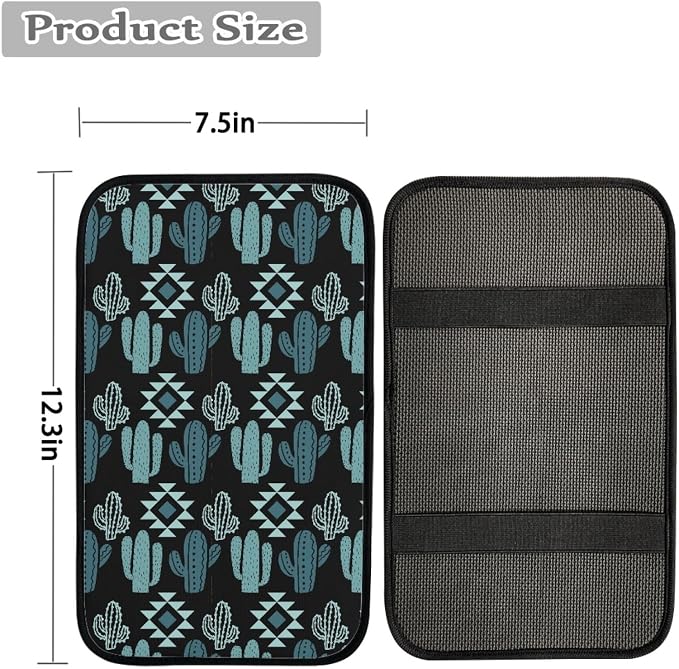 Howilath Green Aztec Cactus Print Car Seat Covers/Steering Wheel Cover/Seatbelt Pads/Coasters/Keychain/Armrest Cushion, 10pcs Auto Interior Accessories