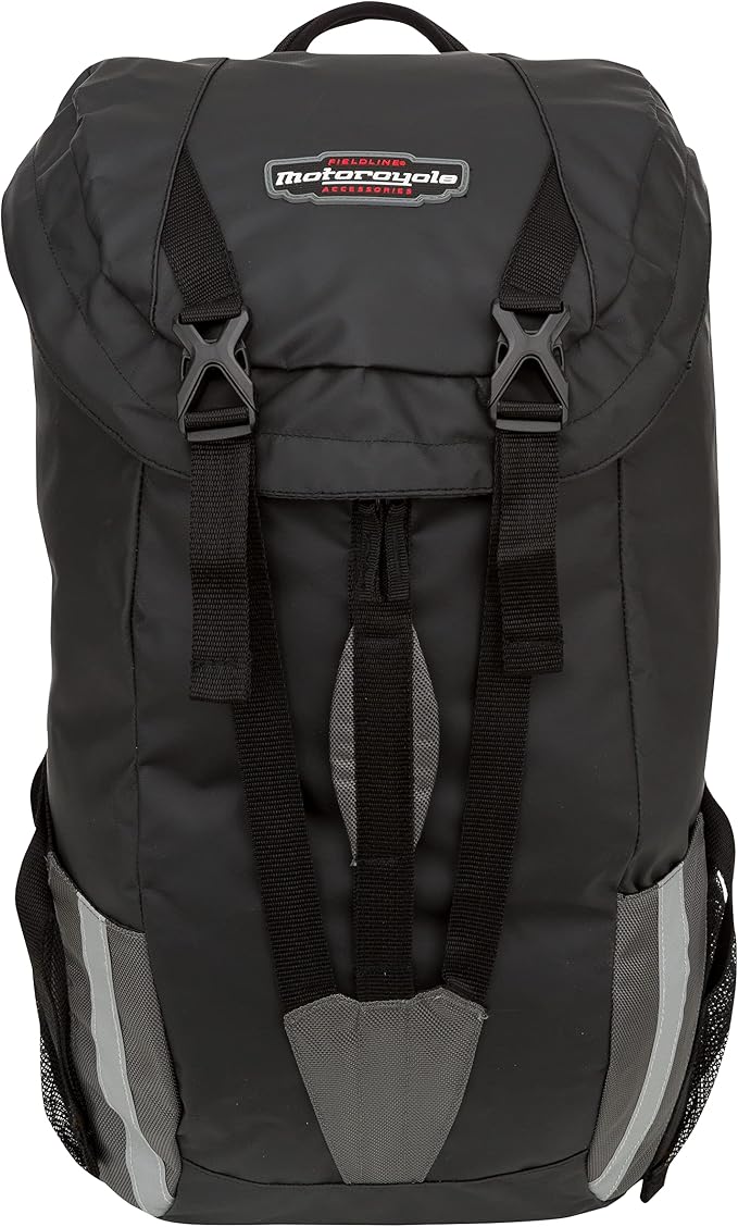 Fieldline Motorcycle All Weather Backpack, Black, Works with Backrest and Sissy Bar Large