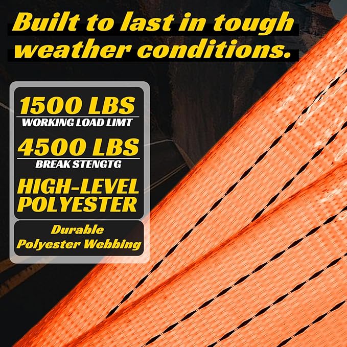 6 Pack 2" x 15' Heavy Duty Ratchet Straps - 4500LBS Break Strength - Tie Down Straps with J-Hooks for Trucks, Trailers, Motorcycles, and Cargo（Orange）