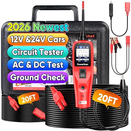 Autel PowerScan PS100 Power Circuit Probe Kit 2026, 12V 24V Automotive Electrical Wire Tracer Circuit Relay Tester, Breaker Short Finder Digital Multimeter, Ground Check Activate Component, 40ft Cable