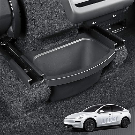 for Tesla Model Y Juniper Refresh 2026 2025 Rear Center Console Trash Can Garbage Bin, 2nd Row Under Seat Storage Box Organizer Tesla Y Accessories, Perfect Fit, TPE