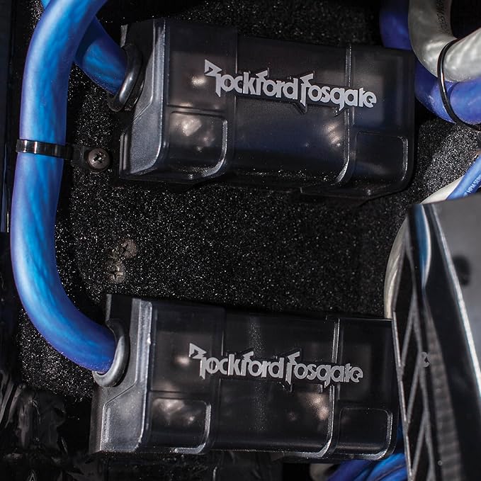 Rockford Fosgate RFFDAGU Platinum Plated AGU Style Fused Distribution Block with 1/0 AWG and 4 AWG Inputs and Two 4 AWG/8 AWG Outputs