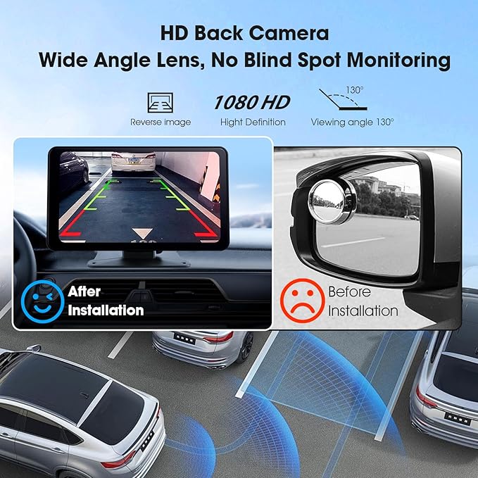 Haudio 7" Portable Wireless CarPlay & Android Auto Car Stereo with Backup Camera, 7" HD Touch Screen, GPS, Voice Control, Plug & Play for Older Cars - Universal Fit