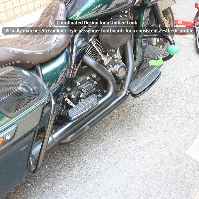 Streamliner Rider Driver Footboards Compatible with Harley Touring Road King, Street Glide, Electra Glide，Road Glide 1986-2024, Softail 1986-2017, FLD 2012-2016 Black