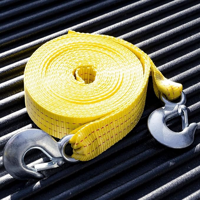 NEIKO 51008A Heavy Duty Tow Strap with Hooks, 2” x 30’, 10,000 LB Capacity, Tow Rope for Vehicles, Cars, Trucks, ATV Tow Strap