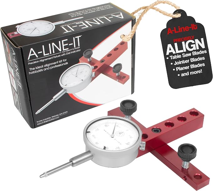 Peachtree Woodworking Supply A Line It Basic, Table Saw Alignment Calibration Tool with Precision Dial Indicator for Table Saw Alignment and Workshop Machinery Precision Alignment