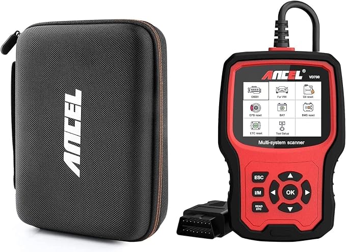 ANCEL VD700 with ANCEL Protective Case Storage Bag All System OBD2 Scanner with 8 Special Functions Fit for VAG Vehicles Diagnosis Code Reader
