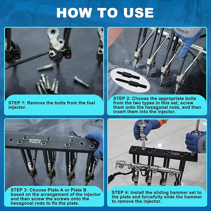 EN-51146 GM-51146 Fuel Injector Removal Disassembly Tool, Rail Assembly Replacer Master Tool Kit Compatible with GM Opel, Buick, Vauxhall, MG 1.0L 1.4L 1.5T 1.6L Engines, OEM EN-51146-100 EN-51146-150