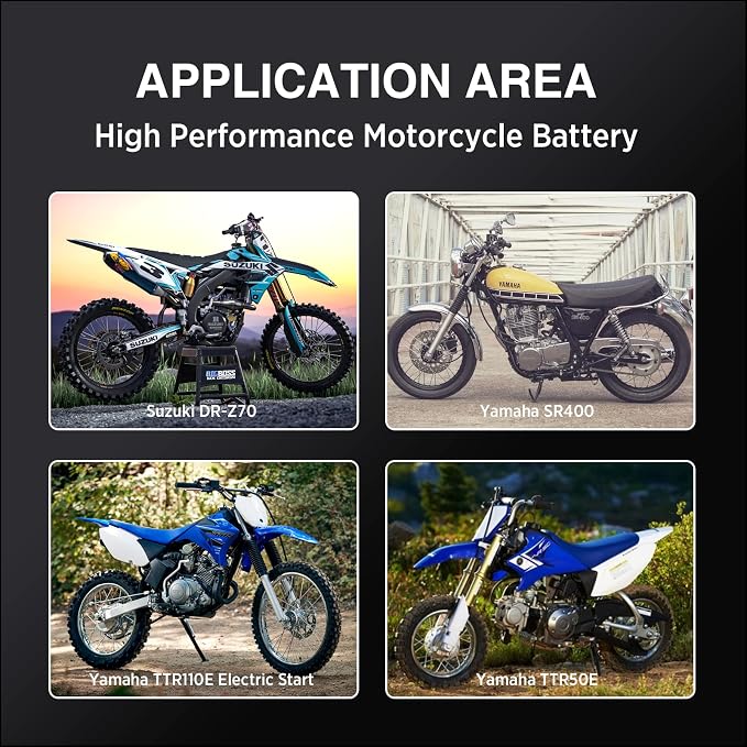 Motorcycle Battery YT4B-BS, UPLUS LT4B-5 High Performance & Maintenance Free - AGM Batteries Replacement Battery for Suzuki and Yamaha Motorcycle, 12V 2.3AH, Tab Terminal
