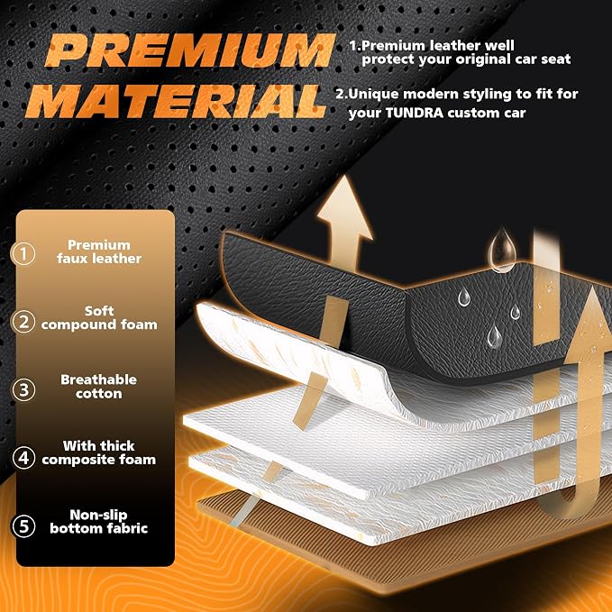 Car Seat Covers Full Set, Nappa Leather Waterproof Car Seat Protector, Airbag Compatible Universal Automotive Cushions Fit for Most Sedans, SUVs & Trucks