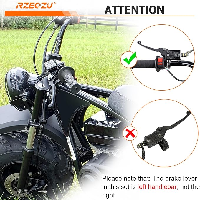 Mini Bike Hydraulic Brake Kit with Rear Disc Brake Rotor Replacement for Mega Moto B212 Coleman B200RSV B200 200cc Minibike Parts 7/8 Left Brake Master Cylinder