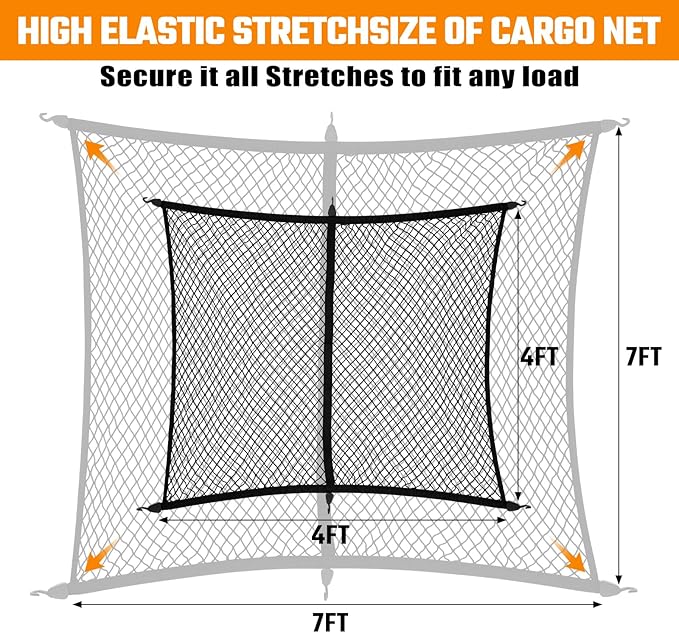 Truck Bed Mat and Net Compatible with 2019–2025 Dodge RAM 1500 5.7FT Truck Bed Replacement, Truck Net TPE Cargo Bed Liner All Weather Cargo Mat for Dodge RAM 1500 Accessories