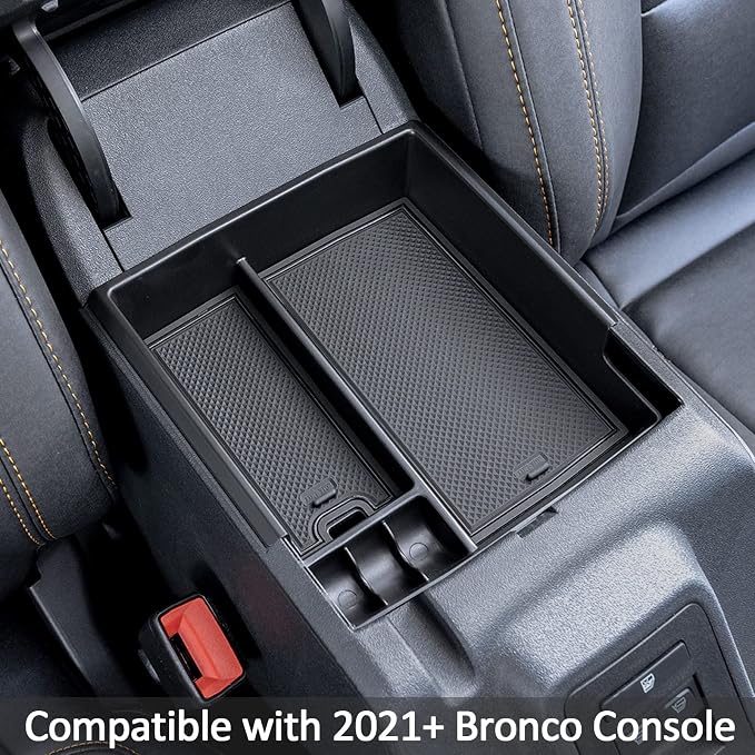 TOPINSTALL Center Console Organizers and Door Handle Box Compatible with 2021-2024 Bronco 4-Door Accessories, Full Size Armrest Storage Tray Inner Storage Box (Not for Bronco Sport)