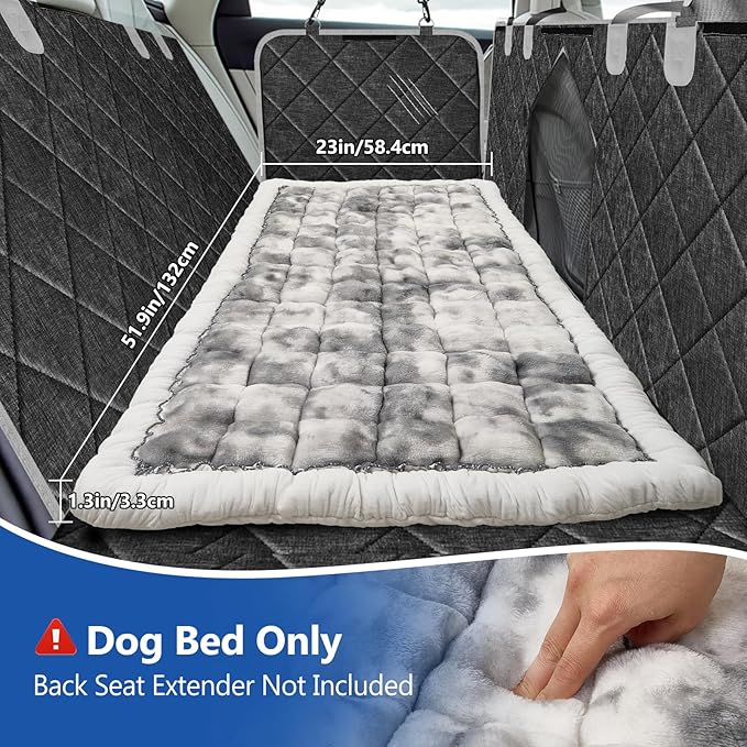 Bundle-2 Items,Thickened Dog Bed for Car Back Seat,Upgraded Bottom Non-Slip,Fits Hard Bottom car seat Cover for Dogs,Premium Mixed Color,Dog Car Seat Cover