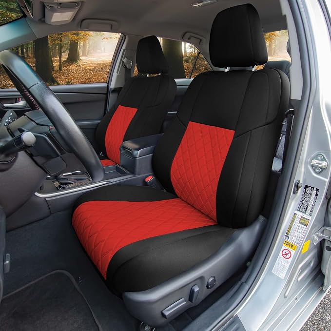 FH Group Custom Fit Seat Covers Specifically Made for 2012 - 2017 Toyota Camry LE | SE | XSE | XLE - Ultraflex Neoprene Waterproof Car Seat Cover, Front Set Red