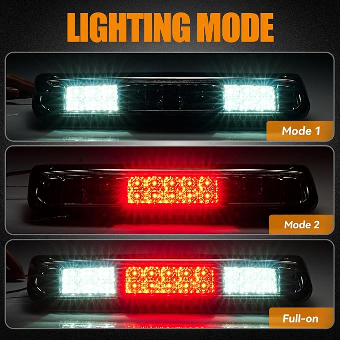 Third 3rd Brake Light LED for 2004 2005 2006 2007 2008 Ford F150, High Mount Rear Brake Lights Assembly for 04-08 F-150, Waterproof Center Cab Cargo Lamp Stop Light