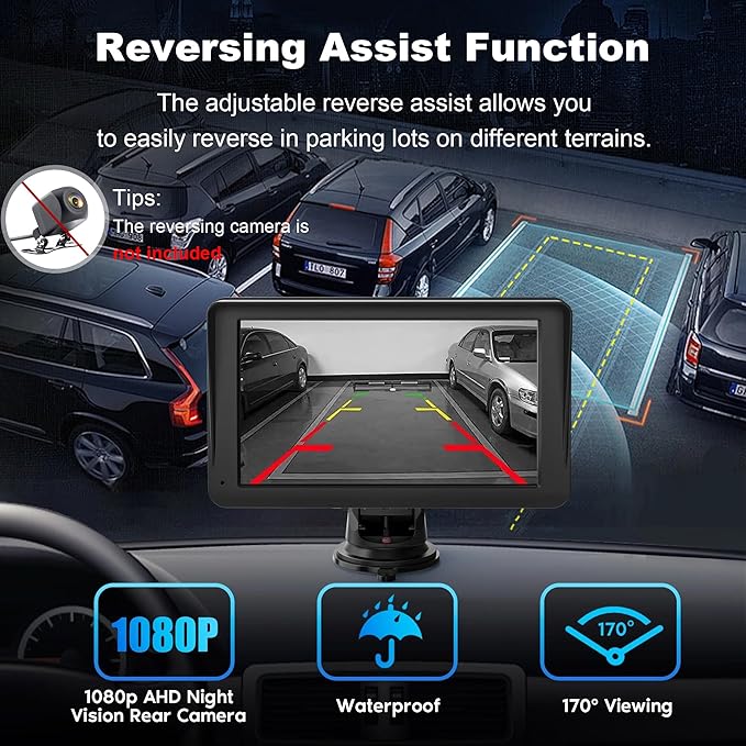 Wireless Carplay Screen for Car, 7" HD IPS Touch Screen Stereo for Apple Carplay & Android Auto,Bluetooth,Voice Control,GPS Navigation,Mirror Link | Plug-and-Play, Apple Car Paly for All Vehicle
