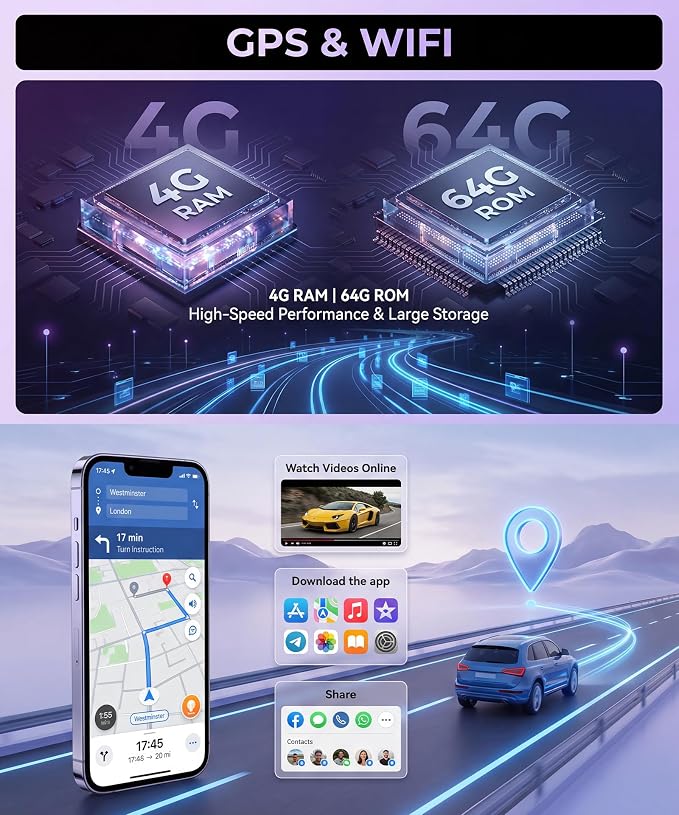 4G+64G Android Car Stereo Carplay for Toyota Camry 2000 2001 2002 2003 2004 2005 2006, Rimoody 9 Inch Touch Screen Car Radio with GPS WiFi Bluetooth FM Mirror Link Android Auto Backup Camera