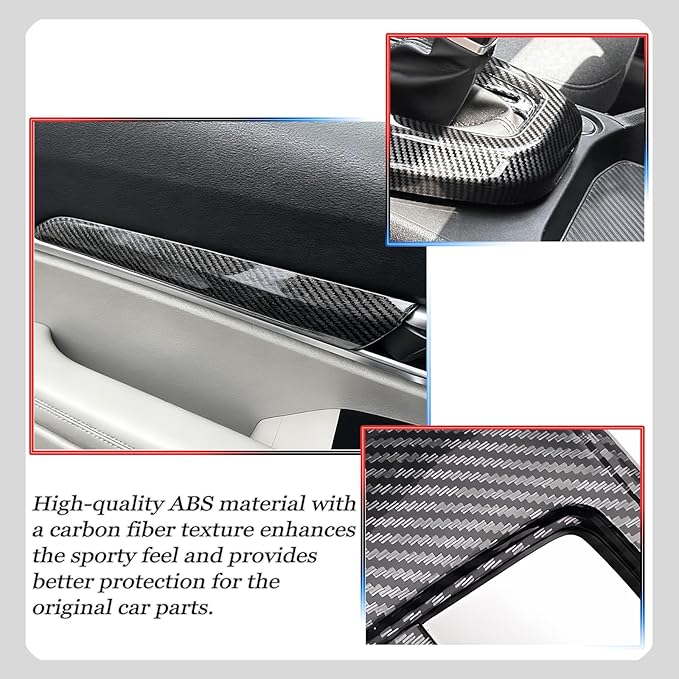 Door Panel Cover, for Kia Telluride 2020 2021 2022 2023 2024 2025 2026, Interior Door Handle Trim Overlay - Carbon Fiber Pattern Protective Accessories