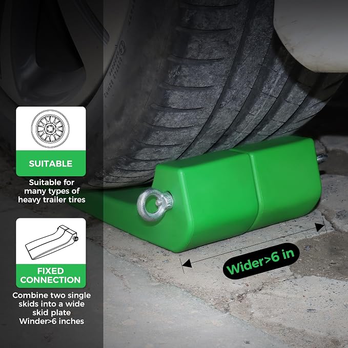 Tire Skates for Tow Truck 4-Pack 16,000lbs Heavy Duty Safety Green | Adjustable 3.2"-6.4" wide, rollback flatbed trailer compatible, 4000lbs per skate, durable plastic,wheel dolly system