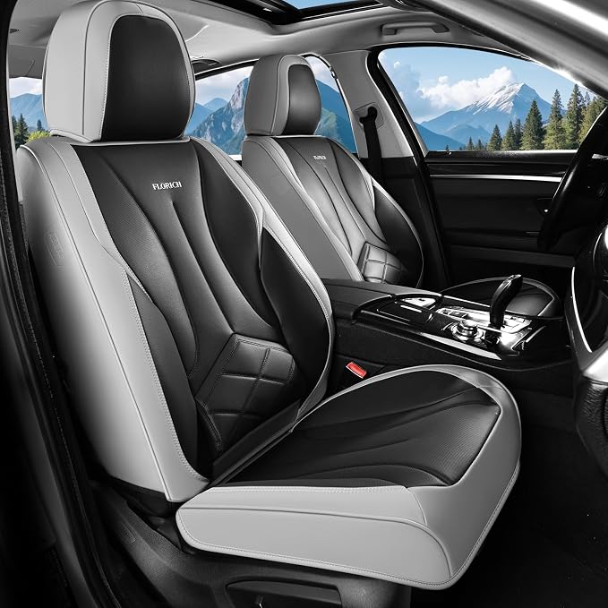 FLORICH Car Seat Covers Full Set, Leather Seat Covers for Cars, Waterproof Car Seat Protectors 5 Seats, Front and Rear Seat Covers for Cars, Automotive Seat Protector Fit for Most Car SUV Truck