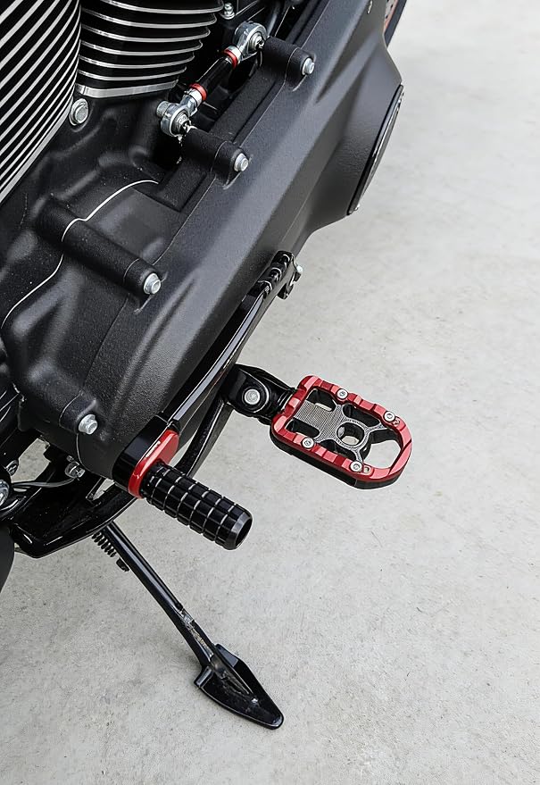 Motorcycle Mid Control Kit Footpegs Linkage Lever Set Fit for Harley Softail Low Rider FXLRS 2020-2025 FXLRST 2022-2025 Street Bob FXBB 2018-2025 (Red)