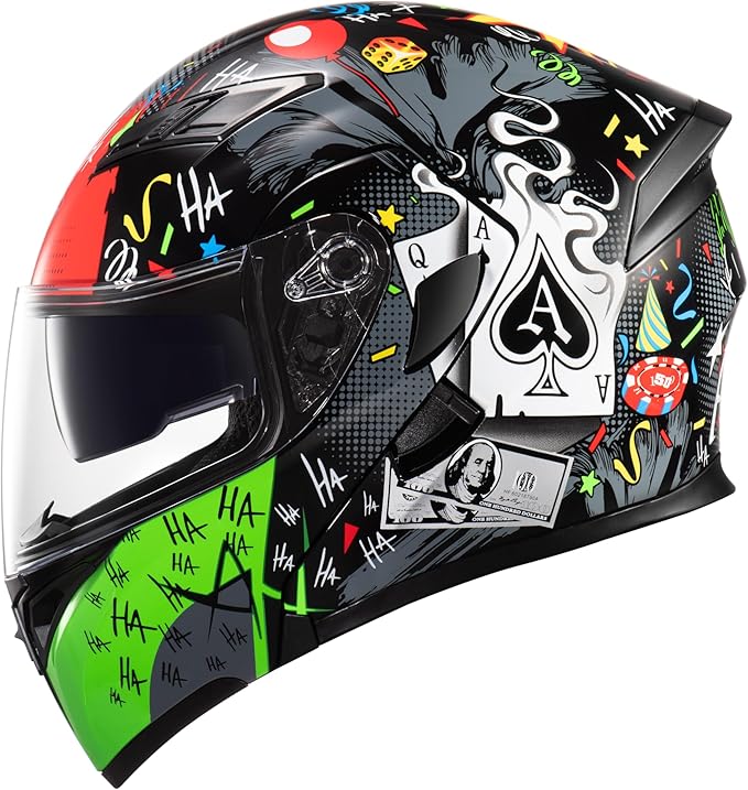 KYPARA Motorcycle Dual Visor Flip up Modular Full Face Helmet with DOT Certification of Impressionism