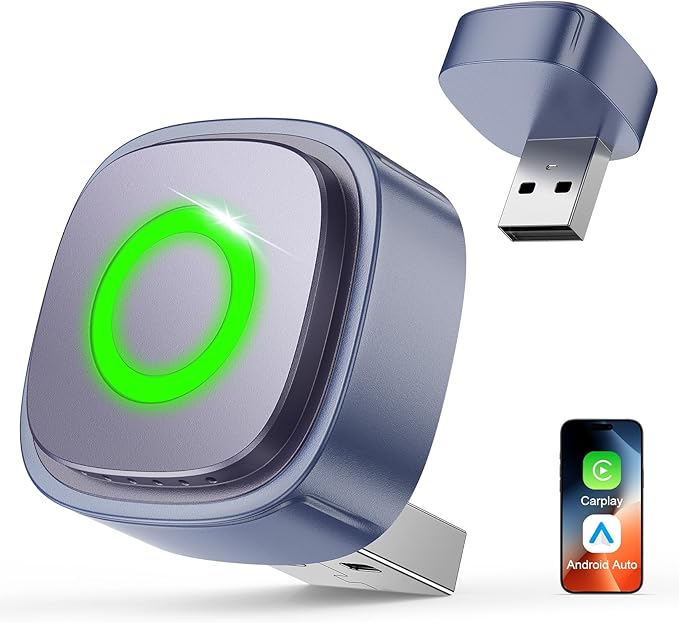 Simple CarPlay Wireless Adapter, Plug & Play in 3-5 Sec, 5.8GHz Stable Connection, Easy Wireless CarPlay & Android Auto Adapter for Any Car