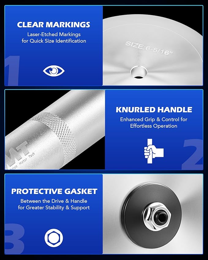 Orion Motor Tech Truck Hub Seal Installer Kit, 9pcs Heavy Duty Seal Drivers Compatible with Class 7 8 Trucks, 4-13/16" to 6-5/16" Large Race and Seal Drivers for Truck Hub Seal Removal Installation
