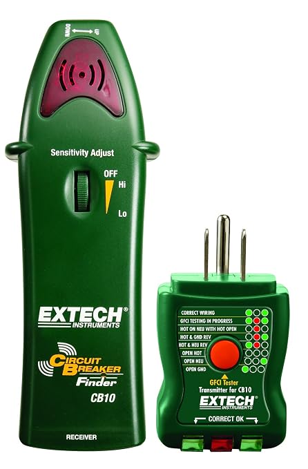 Extech CB10-KIT Electrical Troubleshooting Kit: 3-in-1 Circuit Breaker Finder, GFCI Receptacle Tester, and Non-Contact AC Voltage Detector - Professional Home & Commercial Electrical Diagnostic Set | Circuit breaker finder, GFCI receptacle tester, non-...