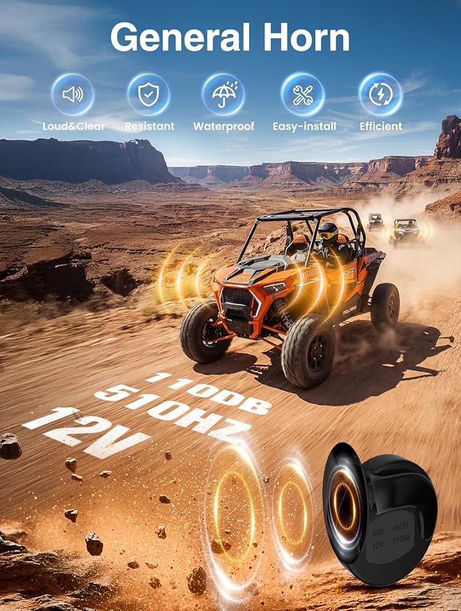 Pre-wired UTV Turn Signal with 2 Rocker Switch Kit, Universal ATV Street Legal Kit with Horn/Hazard/Blinker, Plug-and-play, Compatible with Polaris RZR/Ranger, Honda Pioneer/Talon, SXS, CFMOTO