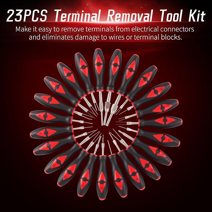 23PCS Universal Terminal Release Kit, Wire Connector Removal Pin Electrical Terminal Removal for Most American Domestic and Imported Vehicles