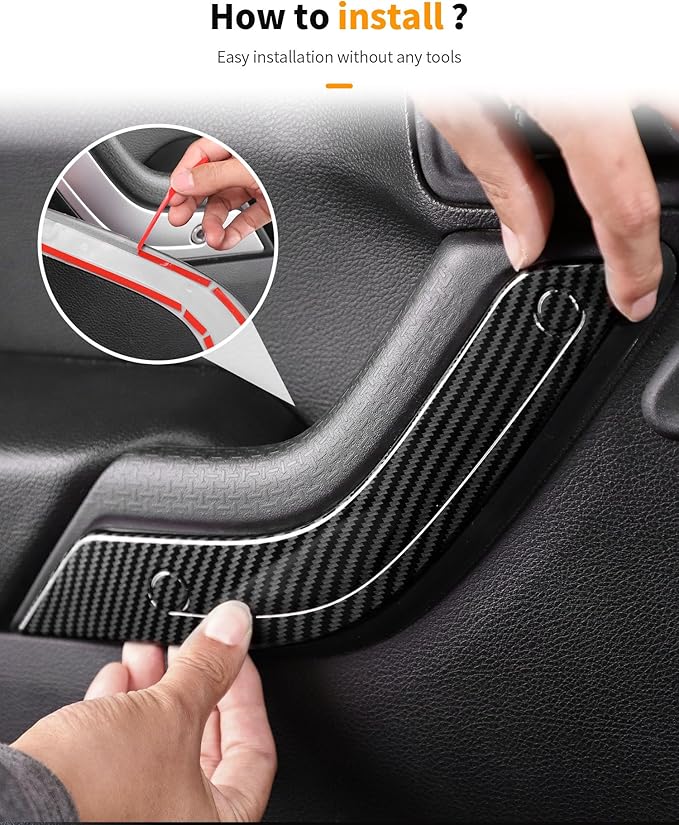 Hoolcar Steering Wheel Cover Gear Shift Panel Trim Cover Water Cup Holder Cover Kit Interior Accessories Kit Fit for Jeep Wrangler JK JKU 2011-2018, 4-Door, Carbon Fiber