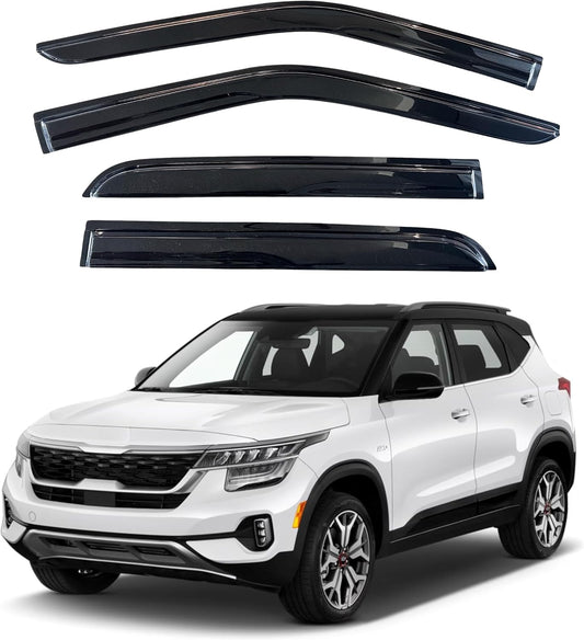 KPY Window Visor Compatible with Kia Seltos 2021-2025, 4PC Rain Guard Side Window Vent Deflectors Tape-On Mugen Style, 2021 2022 2023 2024 2025