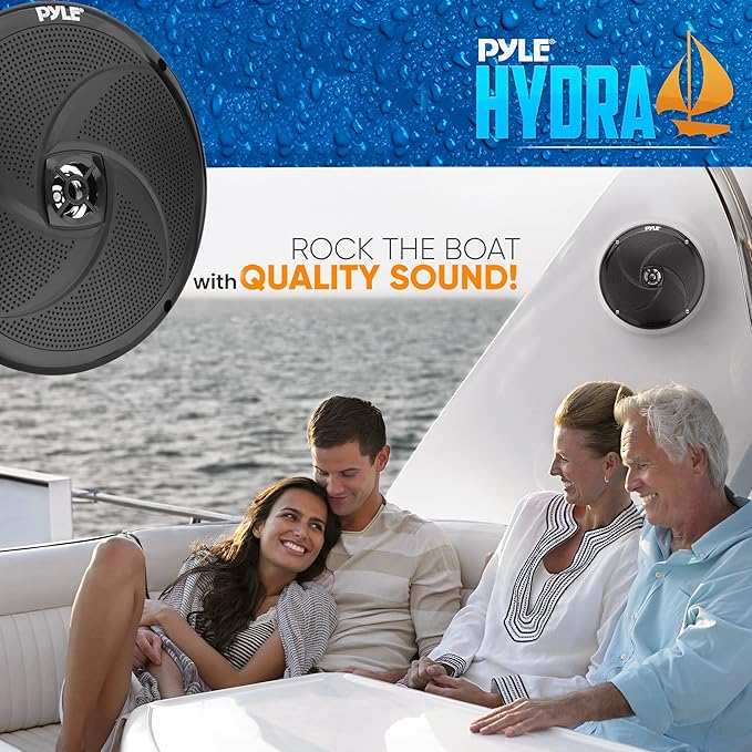PyleUsa Marine Vehicle Speakers - Dual 2-Way 320W 4 Ohm Low Profile Waterproof Car Component Speaker System, 8 Oz Magnet, Voice Coil, for Custom Audio Boat, Truck, Watercraft, Mobile, Off-Road (Black)