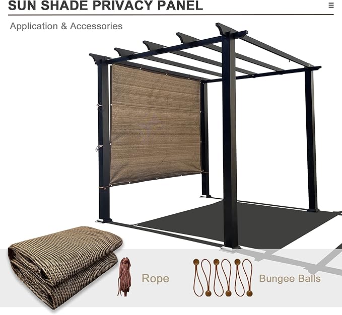 Sun Shade Privacy Panel with Grommets on 4 Sides for Patio, Awning, Window Cover, Pergola or Gazebo (Mocha Brown, 10' x 8')